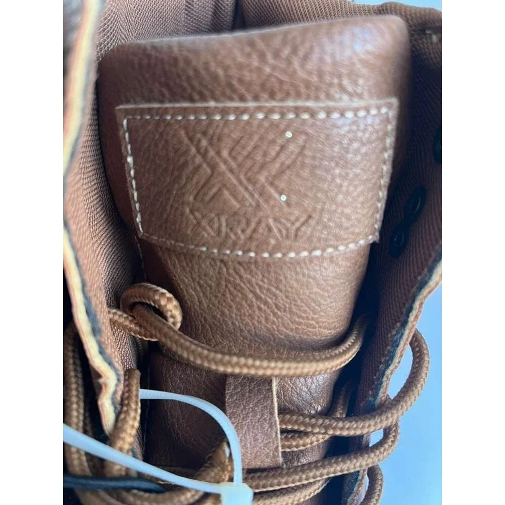 Xray Mens Brown Lace-Up Ankle Boots Buckle Detail Size 10.5 Faux Leather